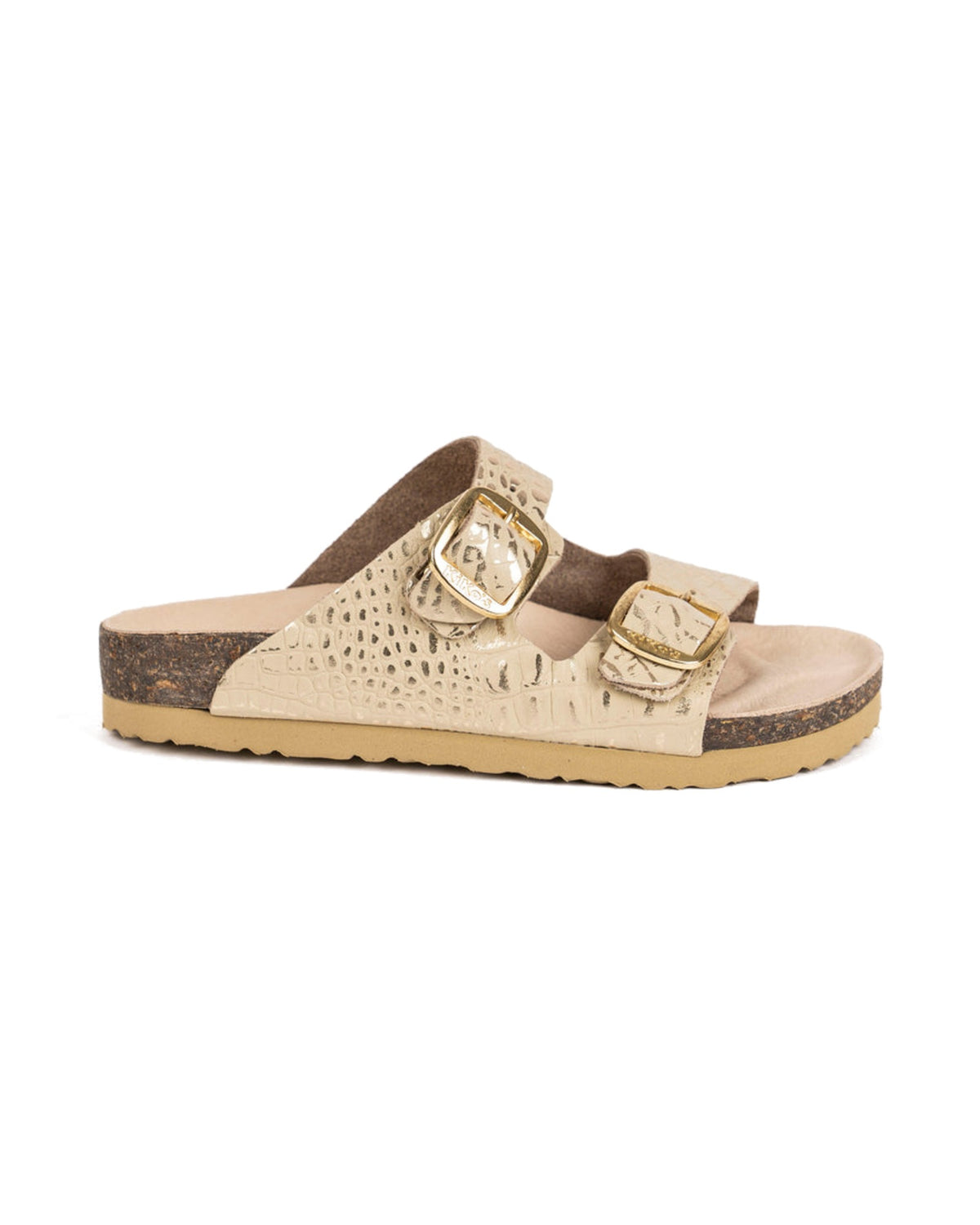 Sandalia Clover dos hebillas Croco Oro - vista 1
