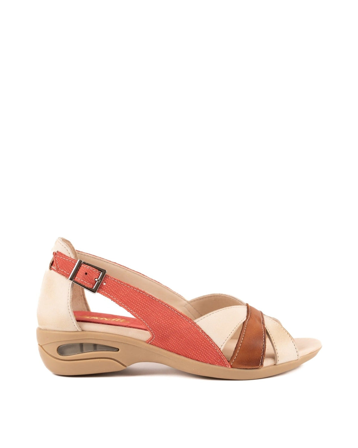 Sandalia Zoé Terracota Natural y Rojo