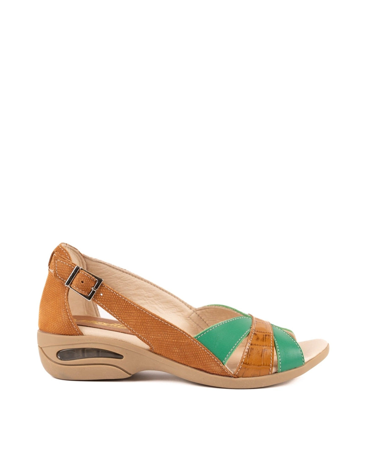 Sandalia Zoé Terracota y Verde