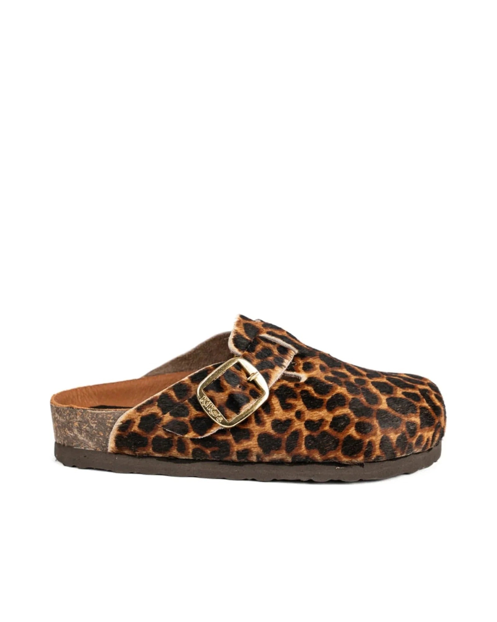 Zueco Austin Animal Print Kiko's Shoes, zueco — vista de perfil sobre fondo blanco